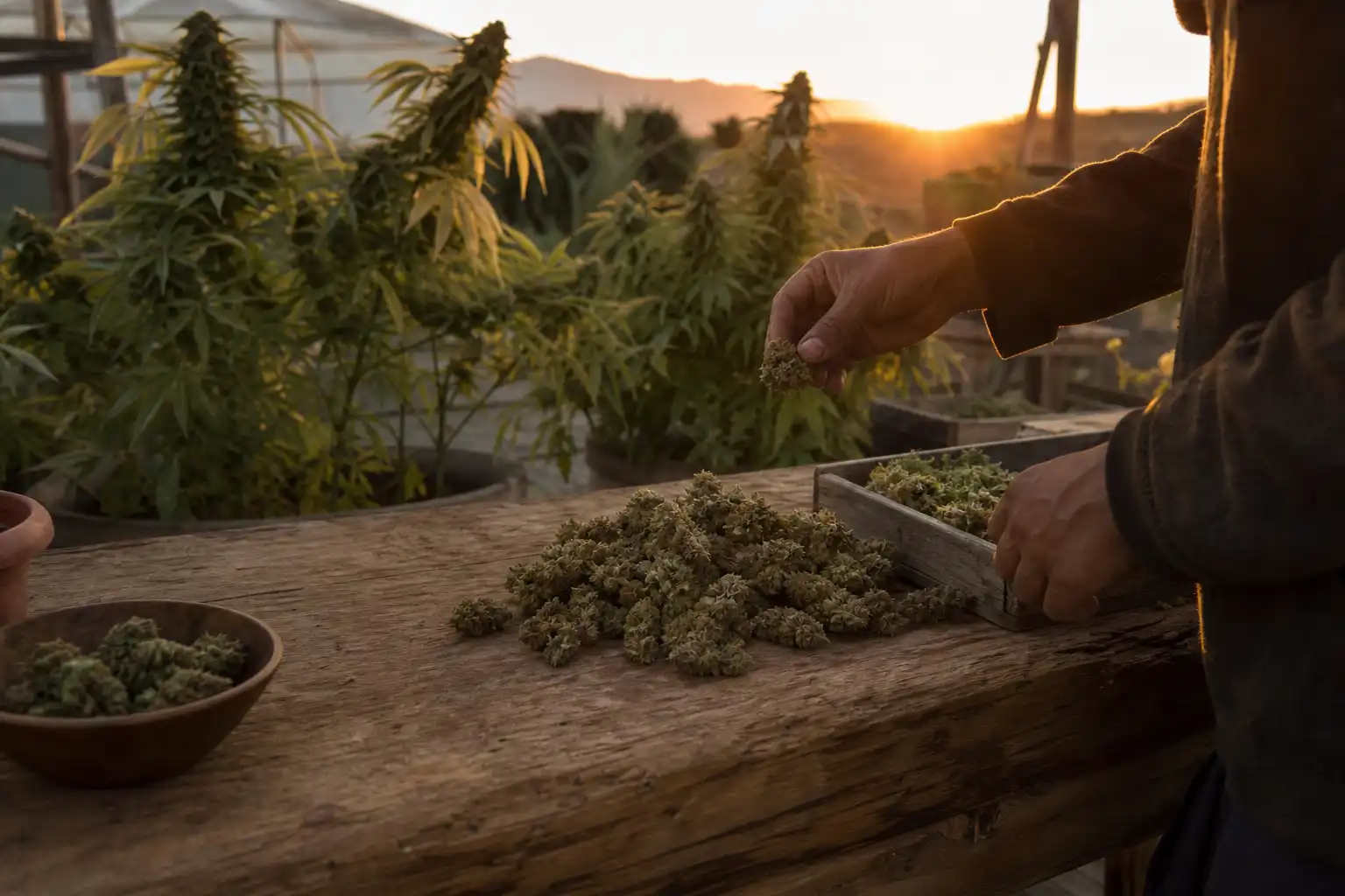 Quelqu'un dispose un objet, autour d'hindu kush culture, près d'une table en bois.
